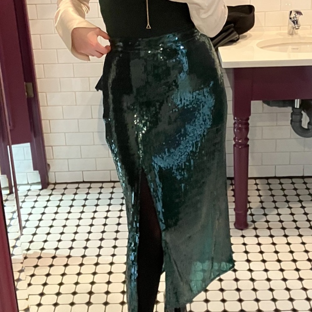 H&M dark Green Sequin Skirt